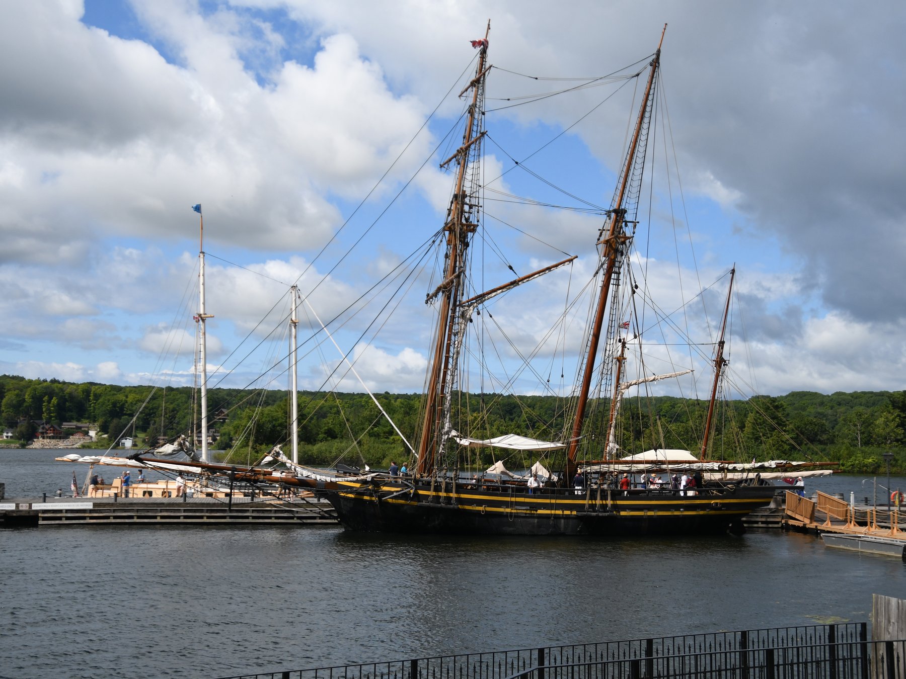 The schooner Huron Jewel docked at Discovery Harbour, Penetanguishene